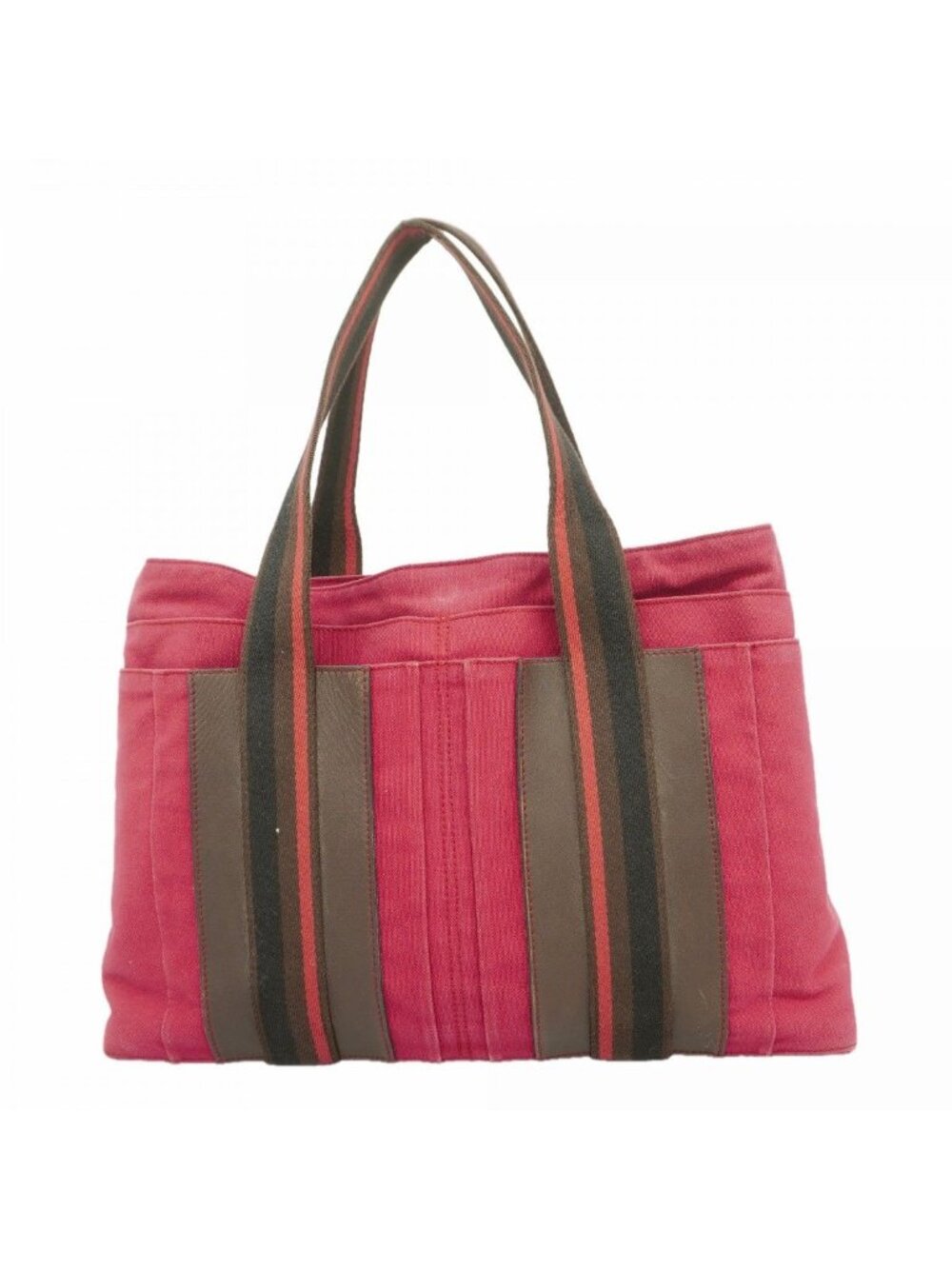 Hermes Tote Troca Horizontal Canvas Red Silver